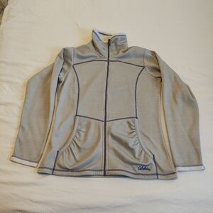 Cabela's White Jacket with Purple Accents. Size M